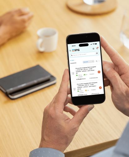 Stg-pro app op een smartphone